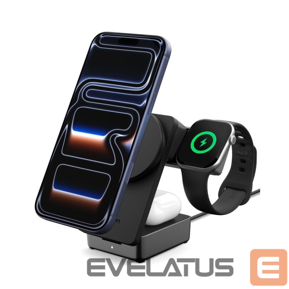 Kitos prekės Spigen Spigen Essential Qi2.2 25W 3in1 MagSafe Magnetic Wireless Charger - Black