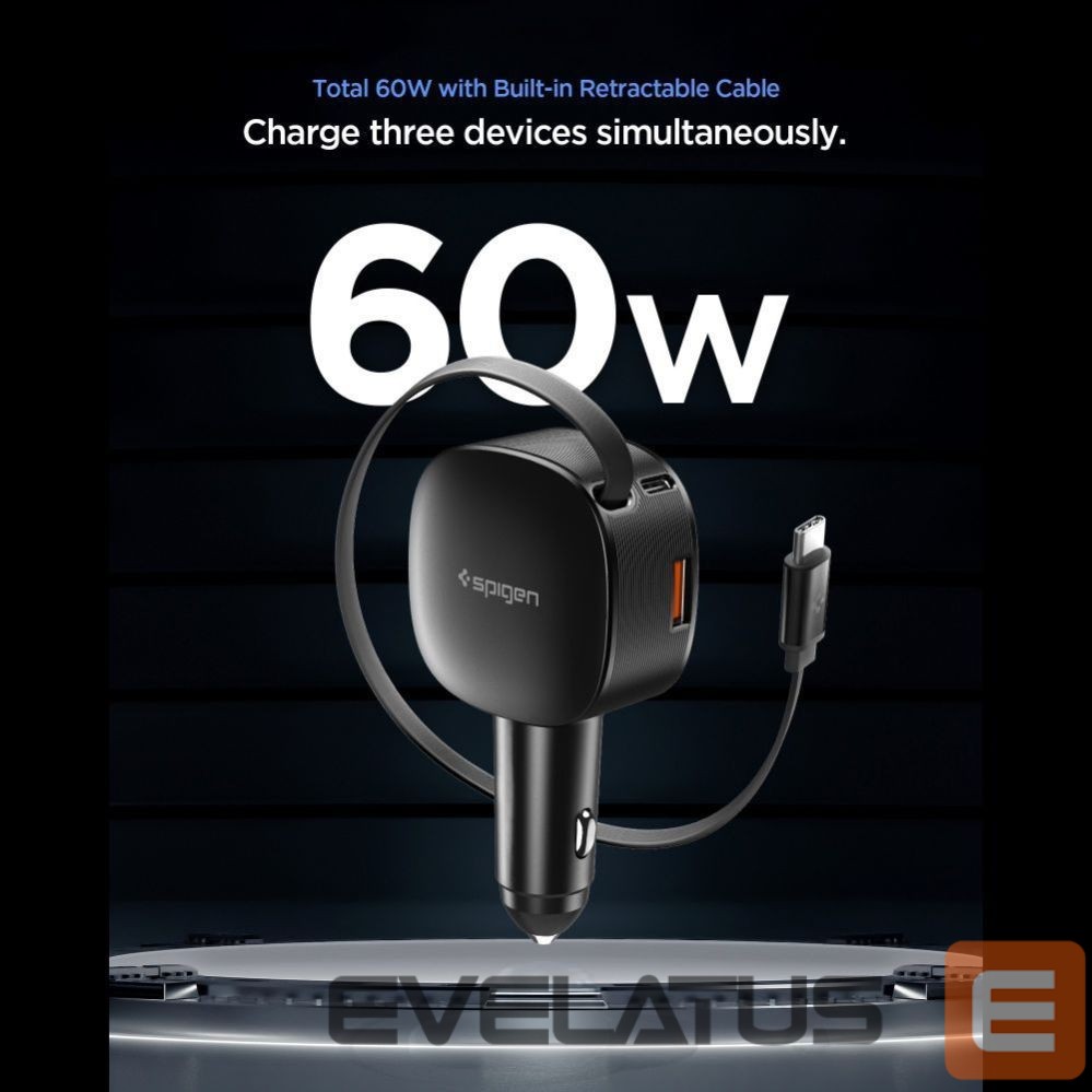 Kitos prekės Spigen Spigen EV603BT 60W Car Charger - Black