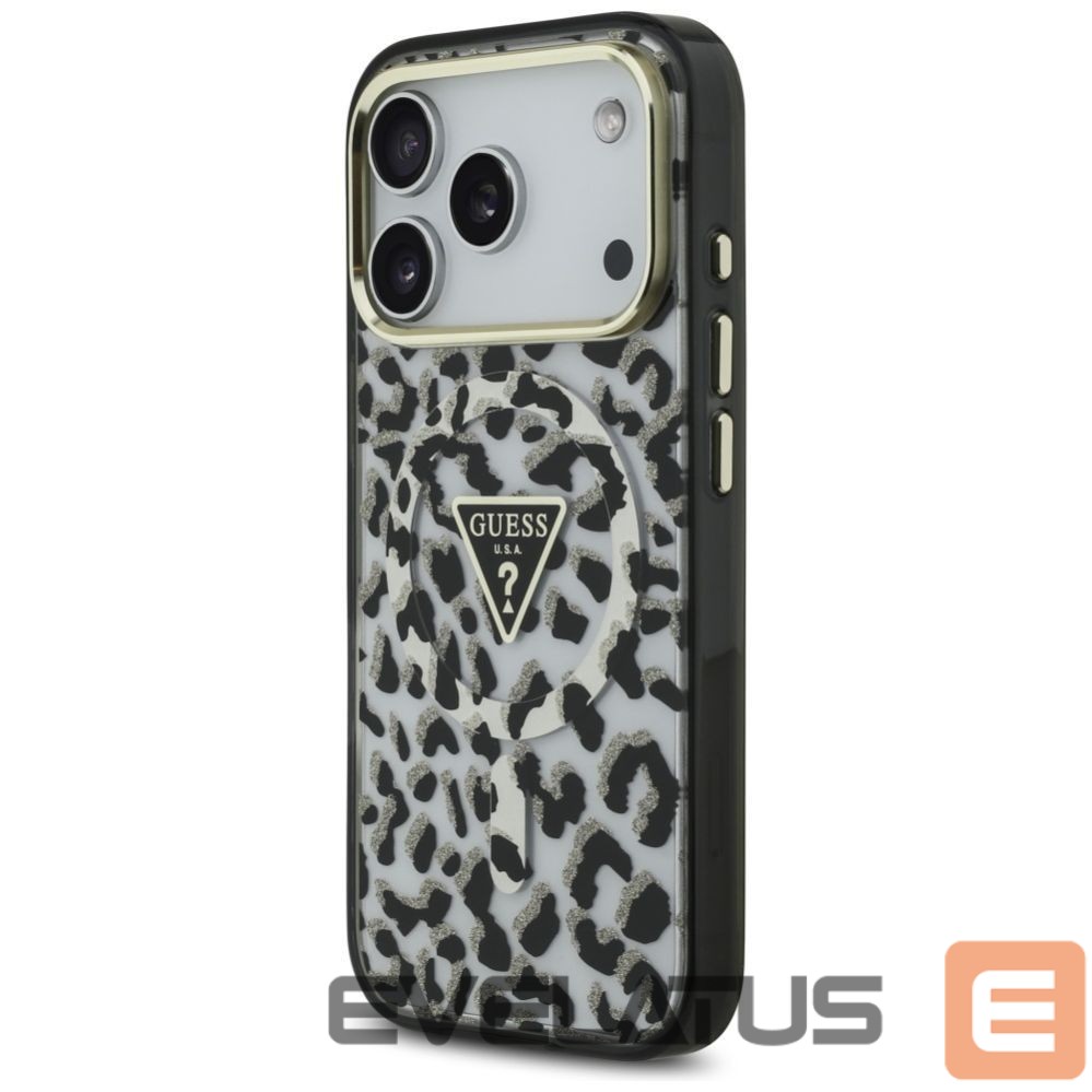 Kitos prekės Guess Guess Leopard Glitter MagSafe Case for iPhone 17 Pro - Black