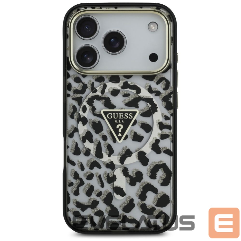 Kitos prekės Guess Guess Leopard Glitter MagSafe Case for iPhone 17 Pro - Black