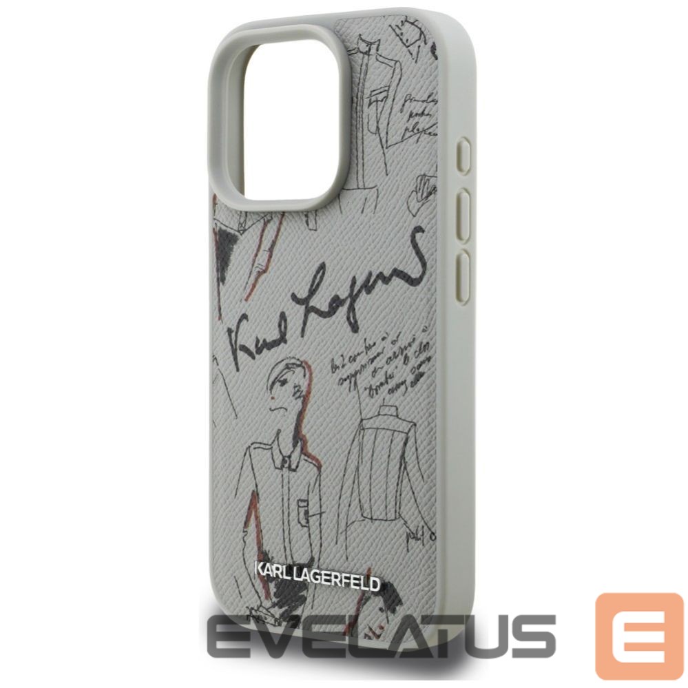 Kitos prekės Karl Lagerfeld Karl Lagerfeld Grained Pattern & Logo MagSafe Case for iPhone 16 Pro Max - Gray