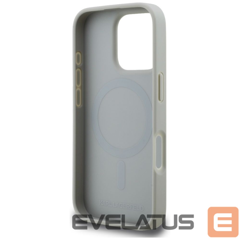 Kitos prekės Karl Lagerfeld Karl Lagerfeld Grained Pattern & Logo MagSafe Case for iPhone 16 Pro - Gray