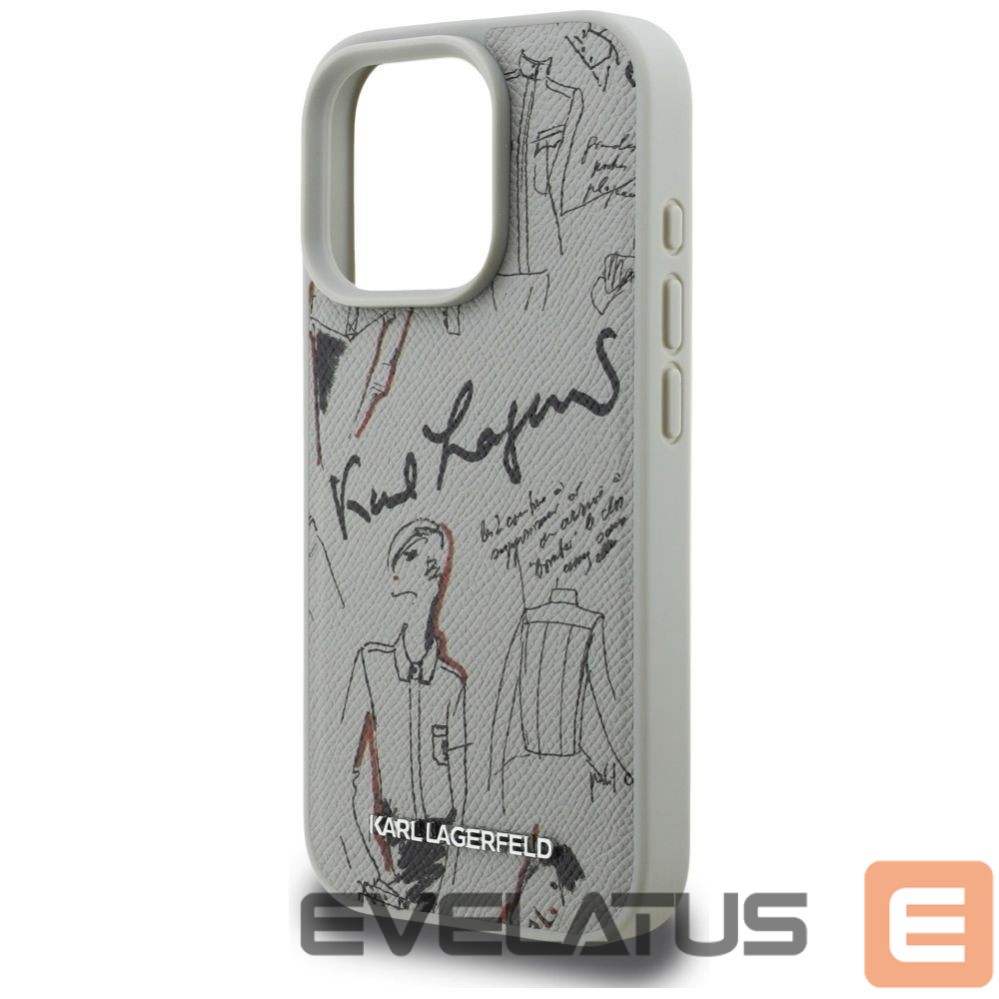 Kitos prekės Karl Lagerfeld Karl Lagerfeld Grained Pattern & Logo MagSafe Case for iPhone 16 Pro - Gray