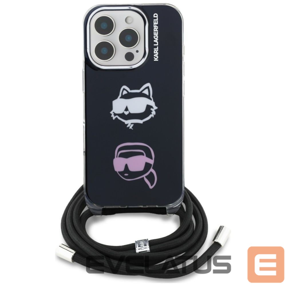 Kitos prekės Karl Lagerfeld Karl Lagerfeld IML Crossbody Karl&Choupette Head Case for iPhone 16 Pro Max - Black
