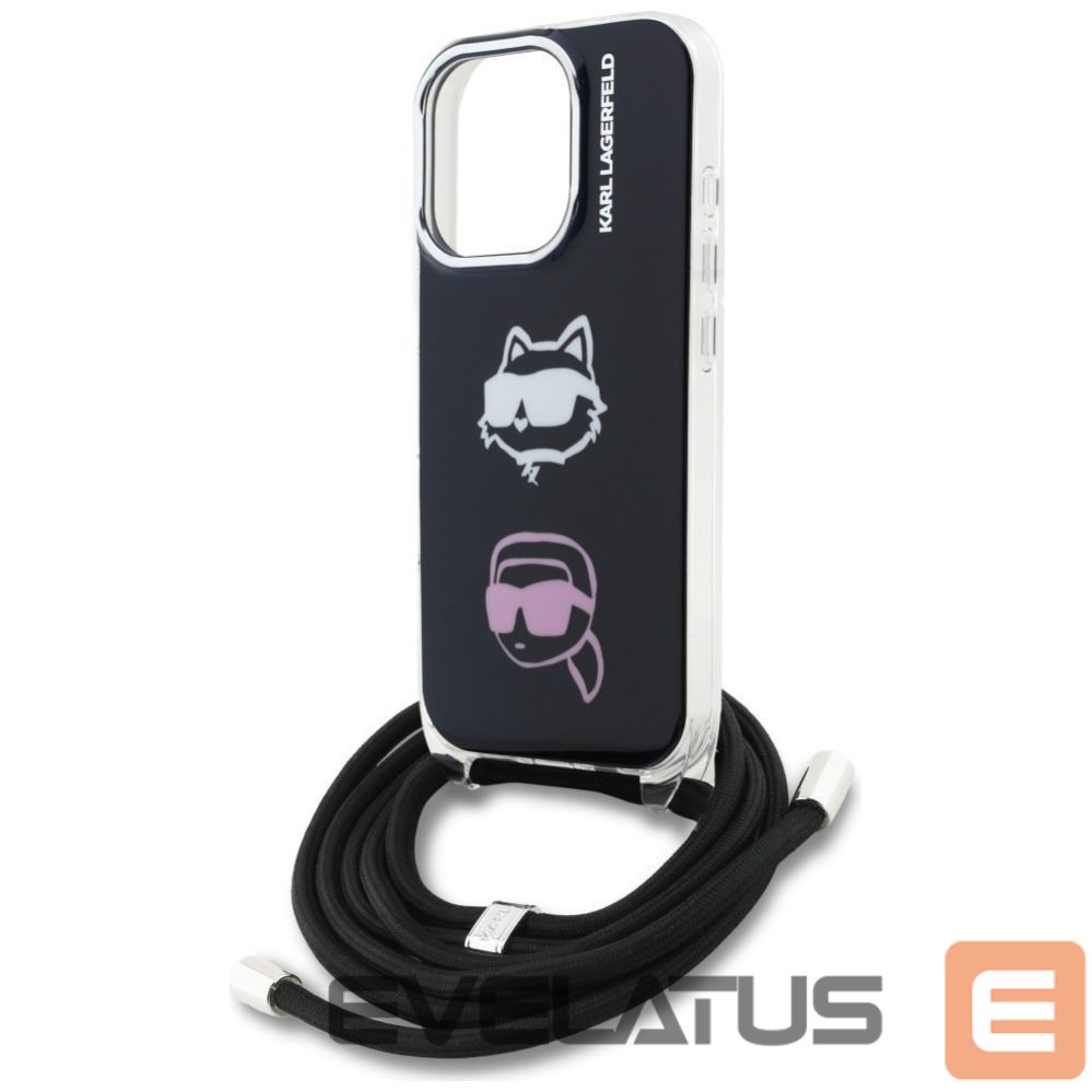 Kitos prekės Karl Lagerfeld Karl Lagerfeld IML Crossbody Karl&Choupette Head Case for iPhone 16 Pro Max - Black