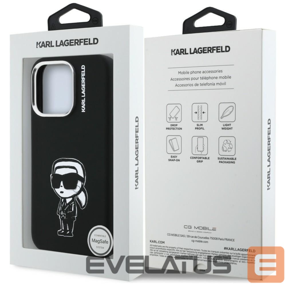 Kitos prekės Karl Lagerfeld Karl Lagerfeld Silicone Karl Sketch MagSafe Case for iPhone 16 Pro - Black