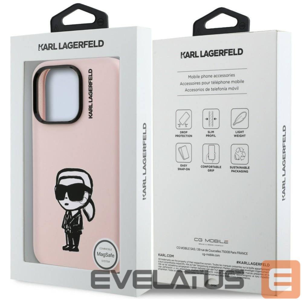 Kitos prekės Karl Lagerfeld Karl Lagerfeld Silicone Karl Sketch MagSafe Case for iPhone 16 Pro Max - Pink