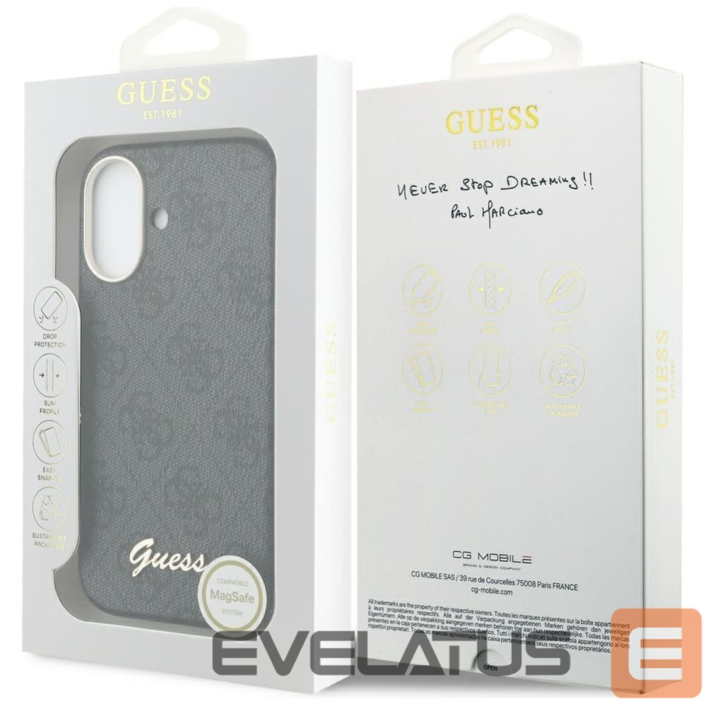 Kitos prekės Guess Guess 4G Script MagSafe case for iPhone 17 - black