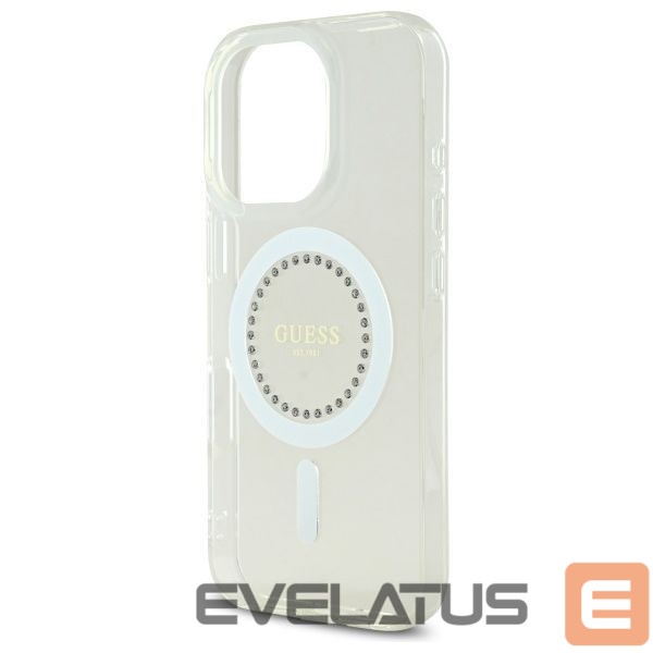 Kitos prekės Guess Guess IML Rhinestones MagSafe Case for iPhone 16 Pro Max - White