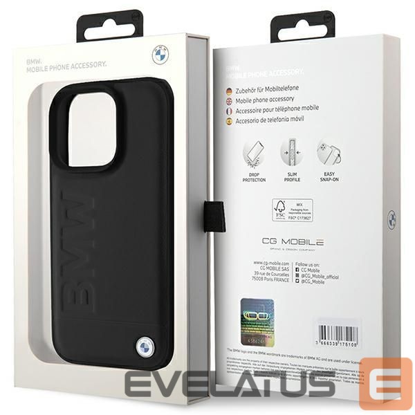 Kitos prekės BMW BMW Leather Hot Stamp iPhone 16 Pro Case - Black