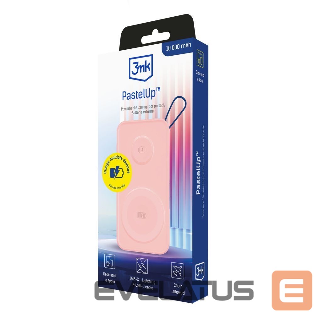 Kitos prekės 3MK Powerbank 3mk PastelUp 10,000mAh 22.5W USB 1A1C - pink