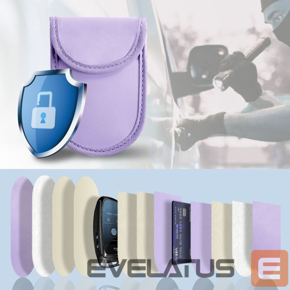 Kitos prekės Tech-Protect Tech-Protect KLR100 RFID Blocking Car Key Case - Purple