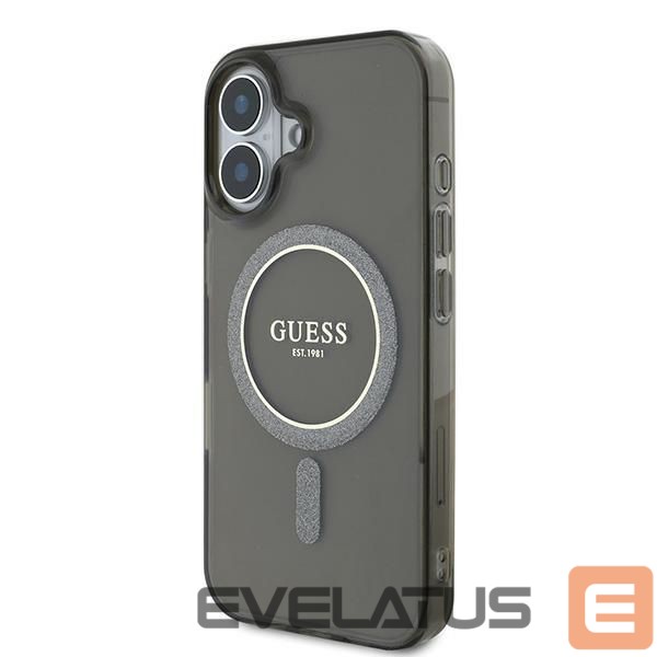 Kitos prekės Guess Guess IML Glitter Circle MagSafe case for iPhone 16 - black