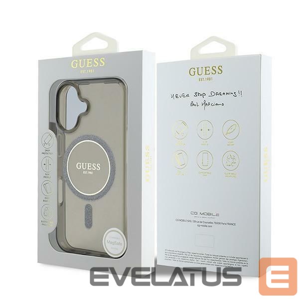 Kitos prekės Guess Guess IML Glitter Circle MagSafe case for iPhone 16 - black