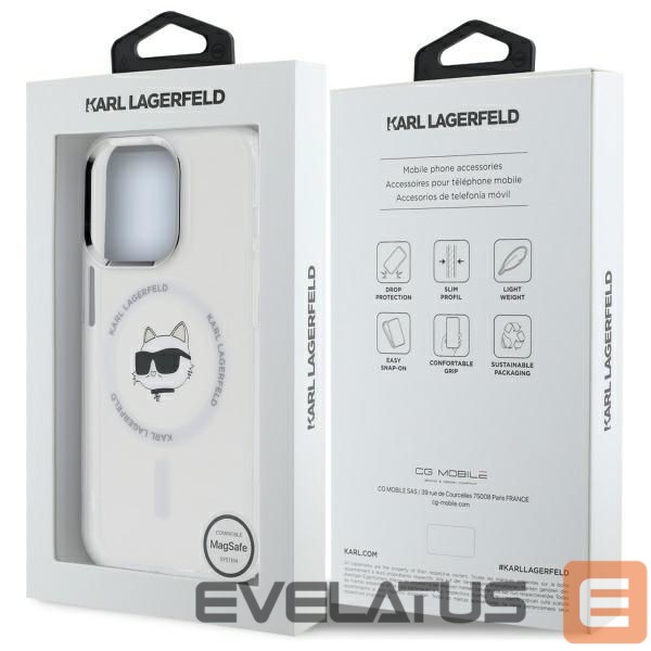 Kitos prekės Karl Lagerfeld Karl Lagerfeld IML Metal Choupette Head MagSafe iPhone 13 Case - White