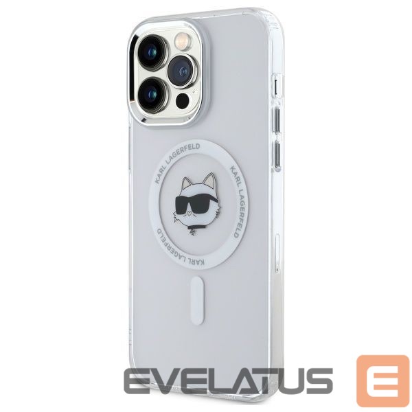 Kitos prekės Karl Lagerfeld Karl Lagerfeld IML Metal Choupette Head MagSafe Case for iPhone 14 Pro Max - White