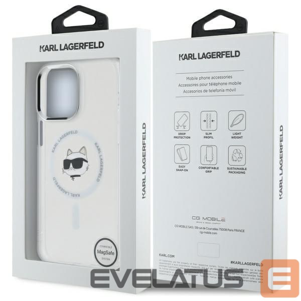 Kitos prekės Karl Lagerfeld Karl Lagerfeld IML Metal Choupette Head MagSafe Case for iPhone 14 Pro Max - White