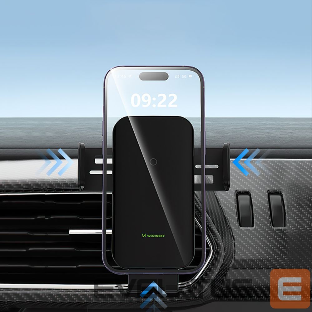 Automatinis laikiklis Wozinsky Wozinsky WEDZ-3Y8S clamp car holder with 15W inductive charger for phone on the air vent - black