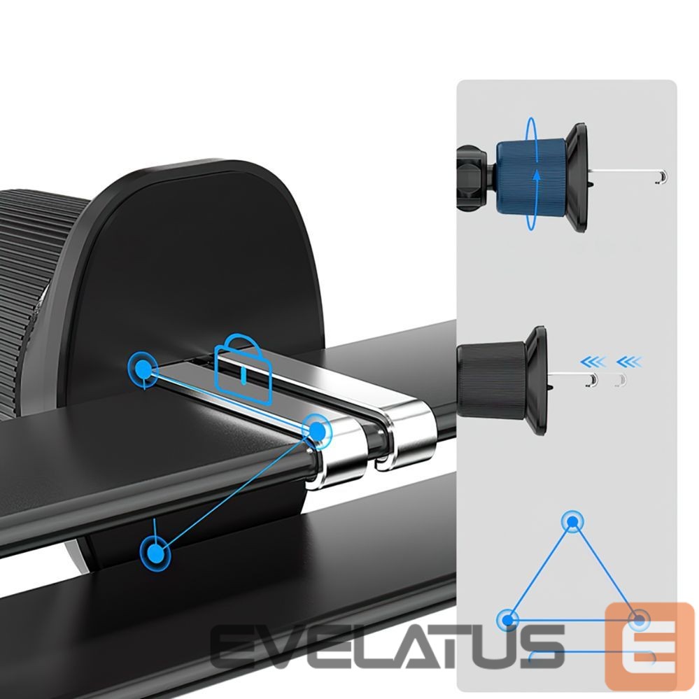 Automatinis laikiklis Wozinsky Wozinsky WEDZ-3Y8S clamp car holder with 15W inductive charger for phone on the air vent - black