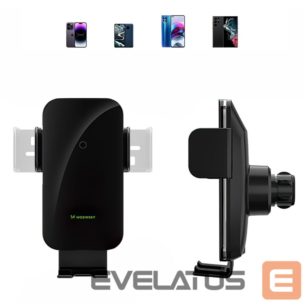 Automatinis laikiklis Wozinsky Wozinsky WEDZ-3Y8S clamp car holder with 15W inductive charger for phone on the air vent - black