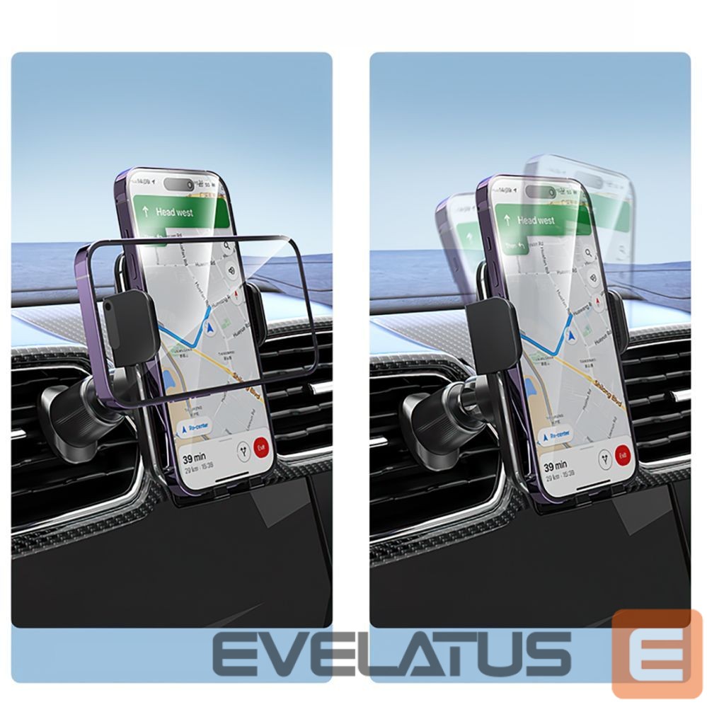 Automatinis laikiklis Wozinsky Wozinsky WEDZ-3Y8S clamp car holder with 15W inductive charger for phone on the air vent - black