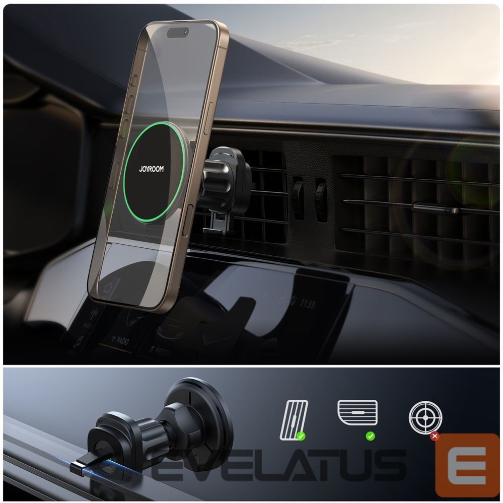 Automatinis laikiklis Joyroom Joyroom JR-ZS412 holder with Qi2 15W charger, car, for air vent - black