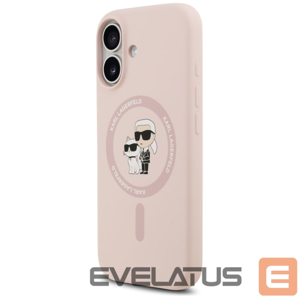 Kitos prekės Karl Lagerfeld Karl Lagerfeld Silicone Karl&Choupette Ring MagSafe Case for iPhone 17 - Pink