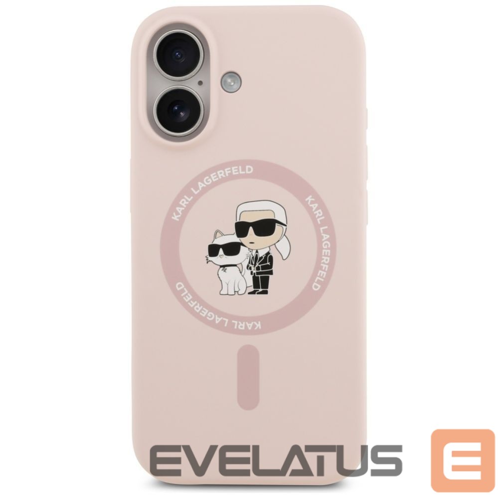 Kitos prekės Karl Lagerfeld Karl Lagerfeld Silicone Karl&Choupette Ring MagSafe Case for iPhone 17 - Pink
