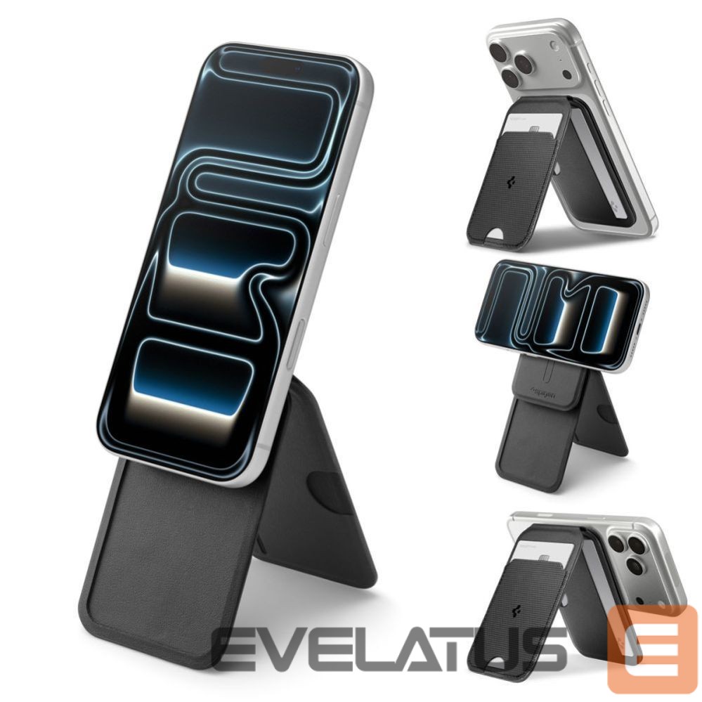 Kitos prekės Spigen Spigen Slim Fold Tripod Wallet S314-2 MagSafe Magnetic Phone Case - Black