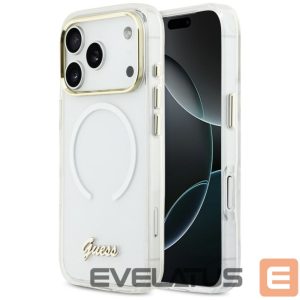 Kitos prekės Guess  Guess IML Gradient Script Metal MagSafe Case for iPhone 17 - White 