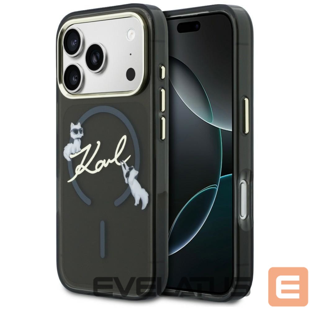 Kitos prekės Karl Lagerfeld Karl Lagerfeld IML Choupettes Karl Script Logo MagSafe Case for iPhone 17 Pro Max - Black