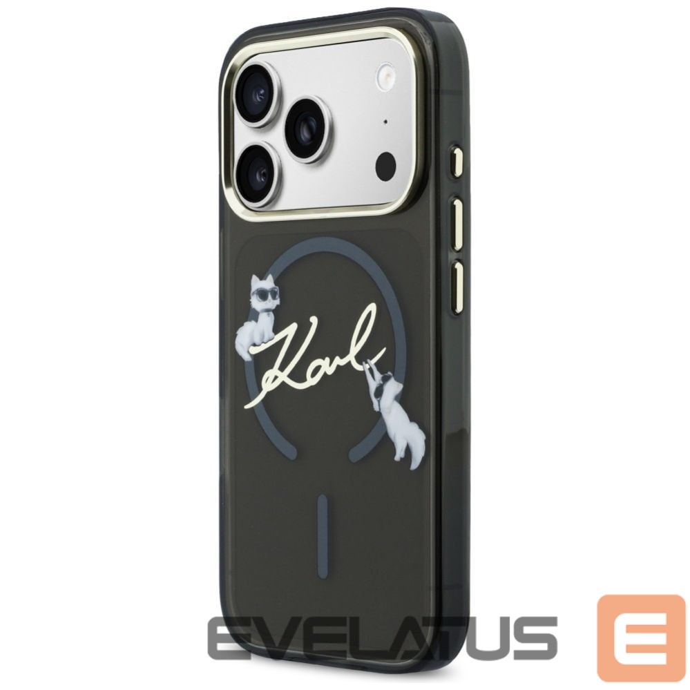 Kitos prekės Karl Lagerfeld Karl Lagerfeld IML Choupettes Karl Script Logo MagSafe Case for iPhone 17 Pro Max - Black