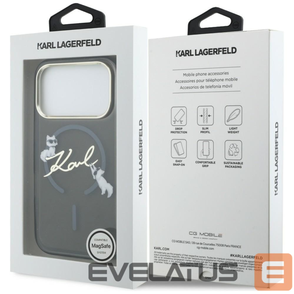 Kitos prekės Karl Lagerfeld Karl Lagerfeld IML Choupettes Karl Script Logo MagSafe Case for iPhone 17 Pro Max - Black