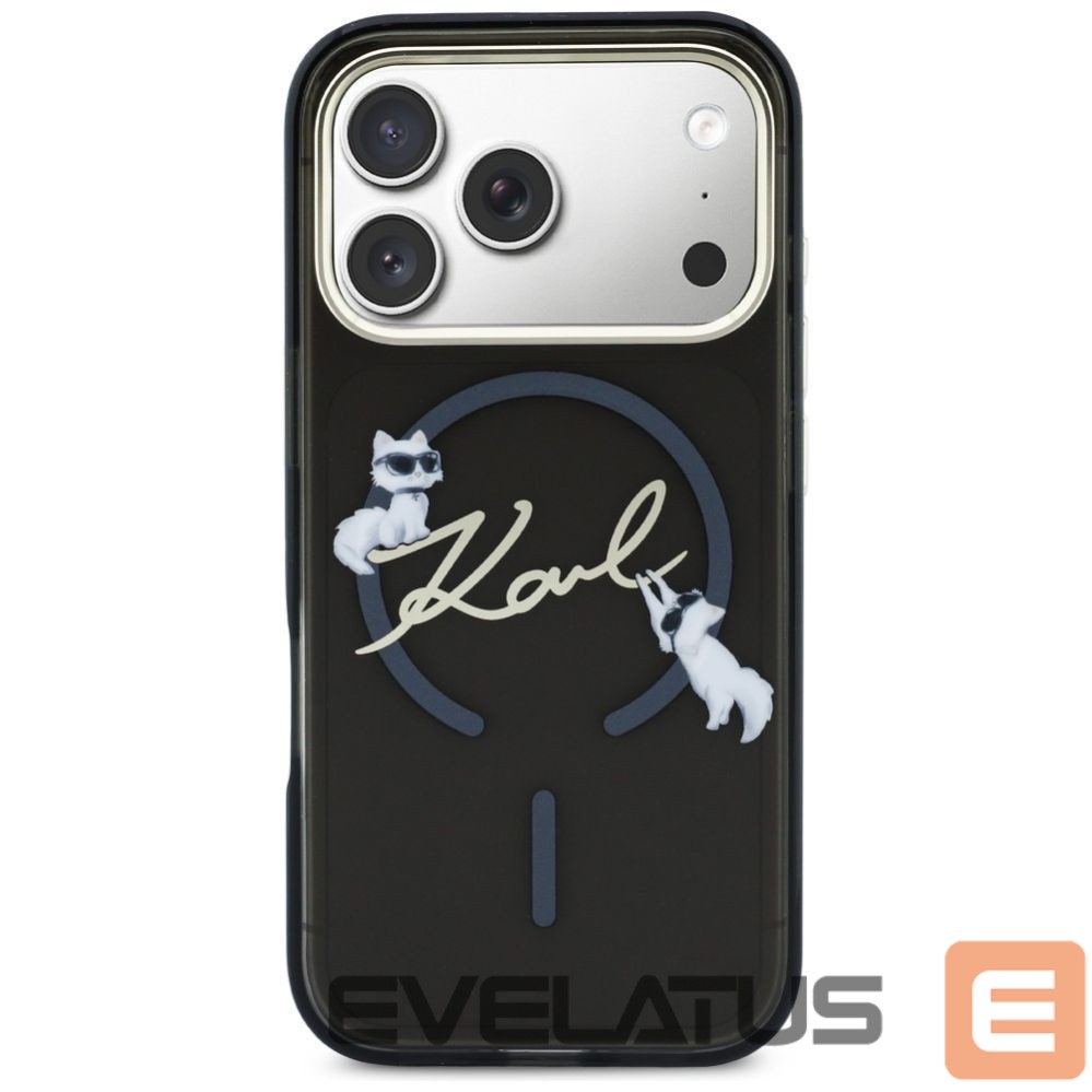 Kitos prekės Karl Lagerfeld Karl Lagerfeld IML Choupettes Karl Script Logo MagSafe Case for iPhone 17 Pro Max - Black