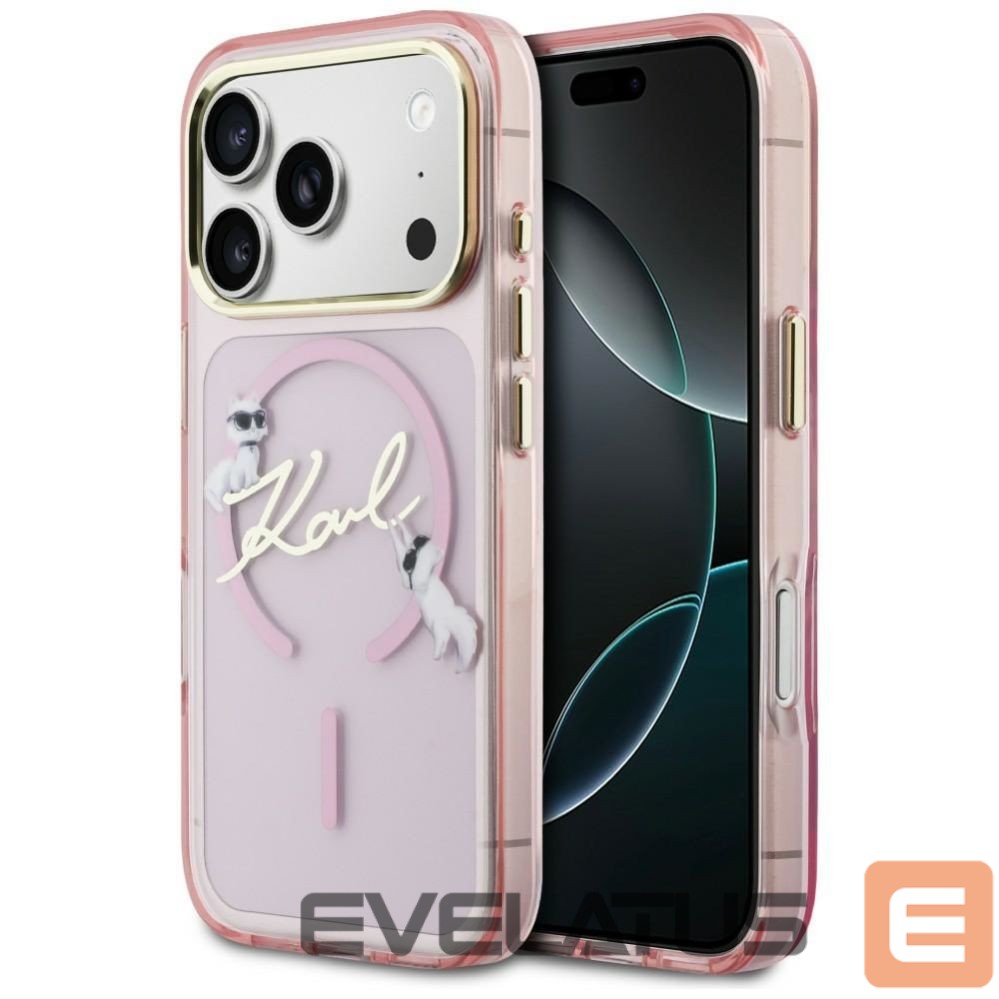 Kitos prekės Karl Lagerfeld Karl Lagerfeld IML Choupettes Karl Script Logo MagSafe Case for iPhone 17 Pro Max - Pink