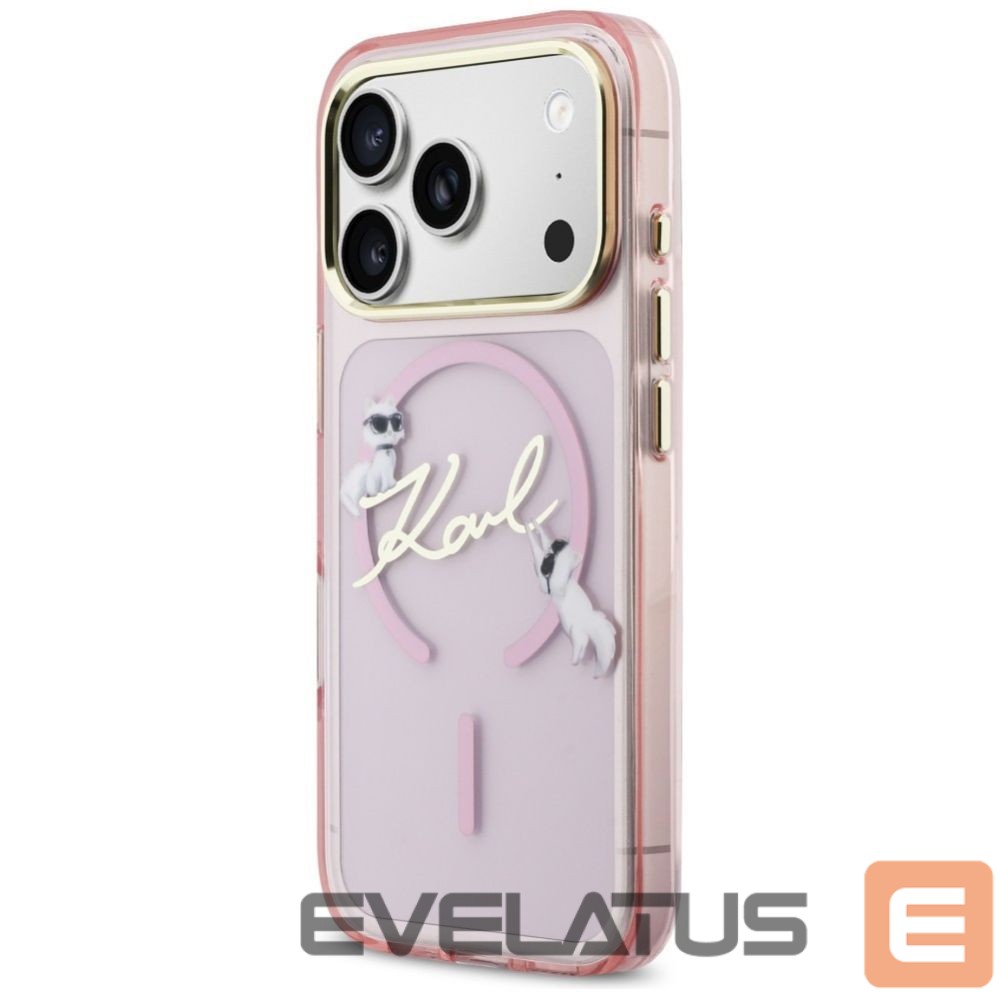 Kitos prekės Karl Lagerfeld Karl Lagerfeld IML Choupettes Karl Script Logo MagSafe Case for iPhone 17 Pro Max - Pink