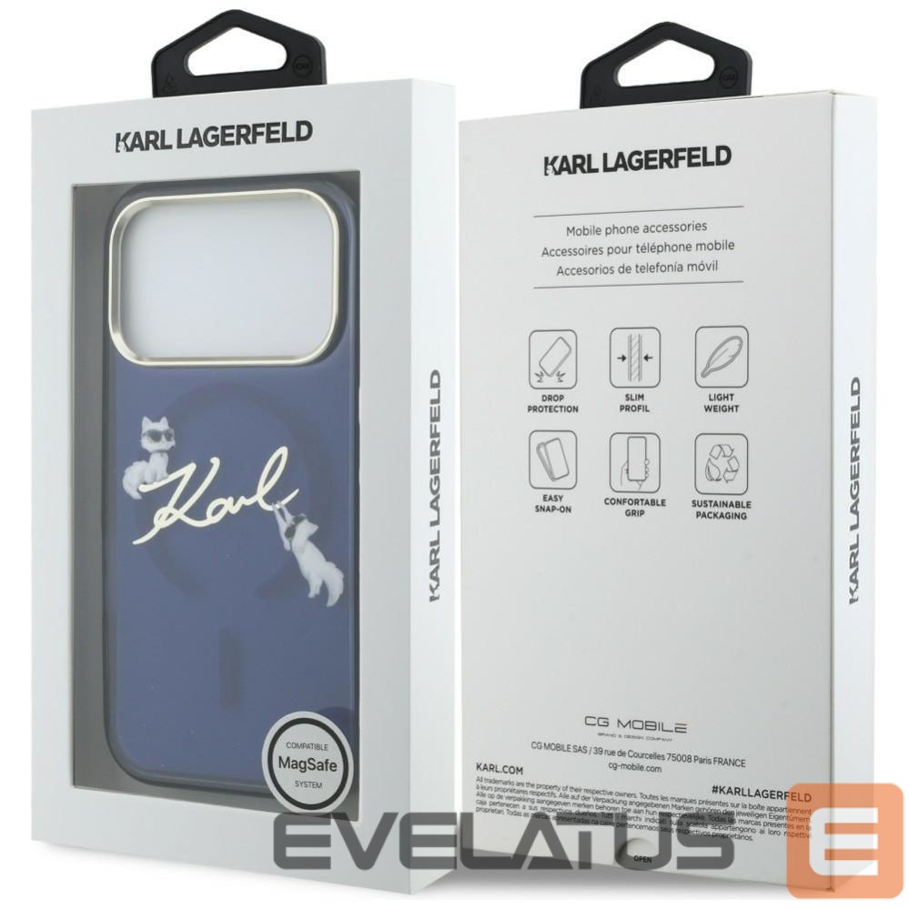 Kitos prekės Karl Lagerfeld Karl Lagerfeld IML Choupettes Karl Script Logo MagSafe Case for iPhone 17 Pro - Blue
