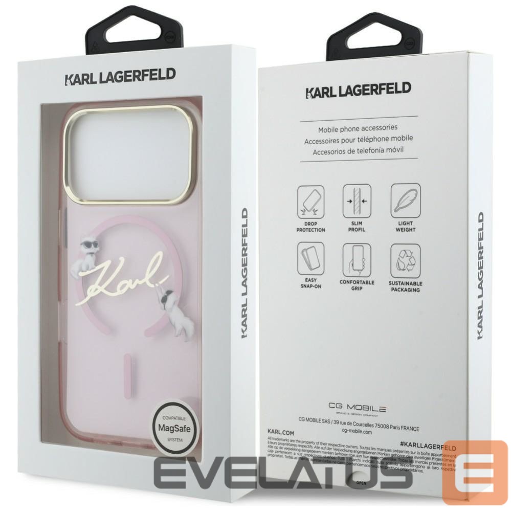 Kitos prekės Karl Lagerfeld Karl Lagerfeld IML Choupettes Karl Script Logo MagSafe Case for iPhone 17 Pro - Pink