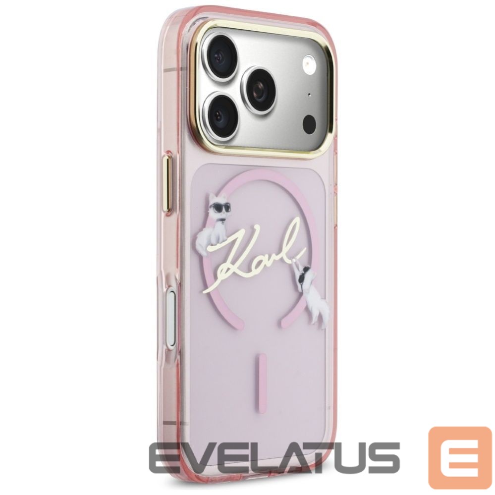 Kitos prekės Karl Lagerfeld Karl Lagerfeld IML Choupettes Karl Script Logo MagSafe Case for iPhone 17 Pro - Pink
