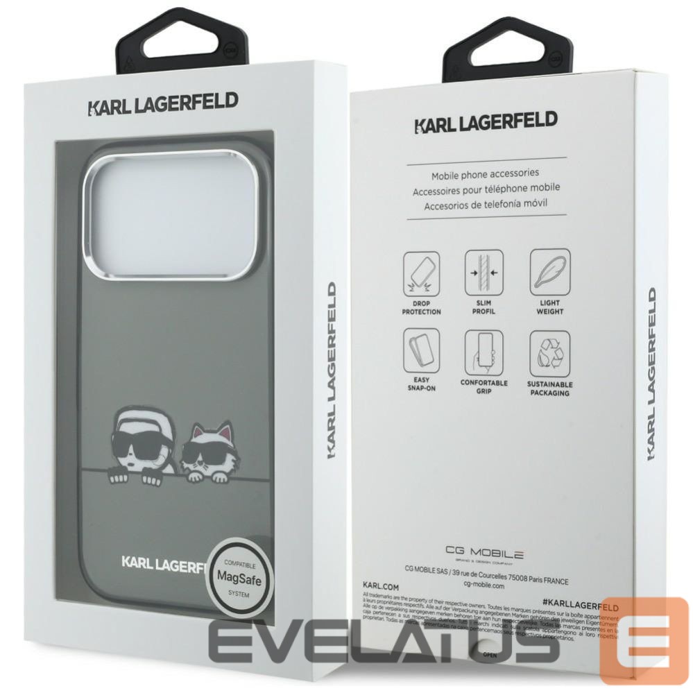 Kitos prekės Karl Lagerfeld Karl Lagerfeld IML Karl & Choupette Peekaboo Logo MagSafe Case for iPhone 17 Pro - Black