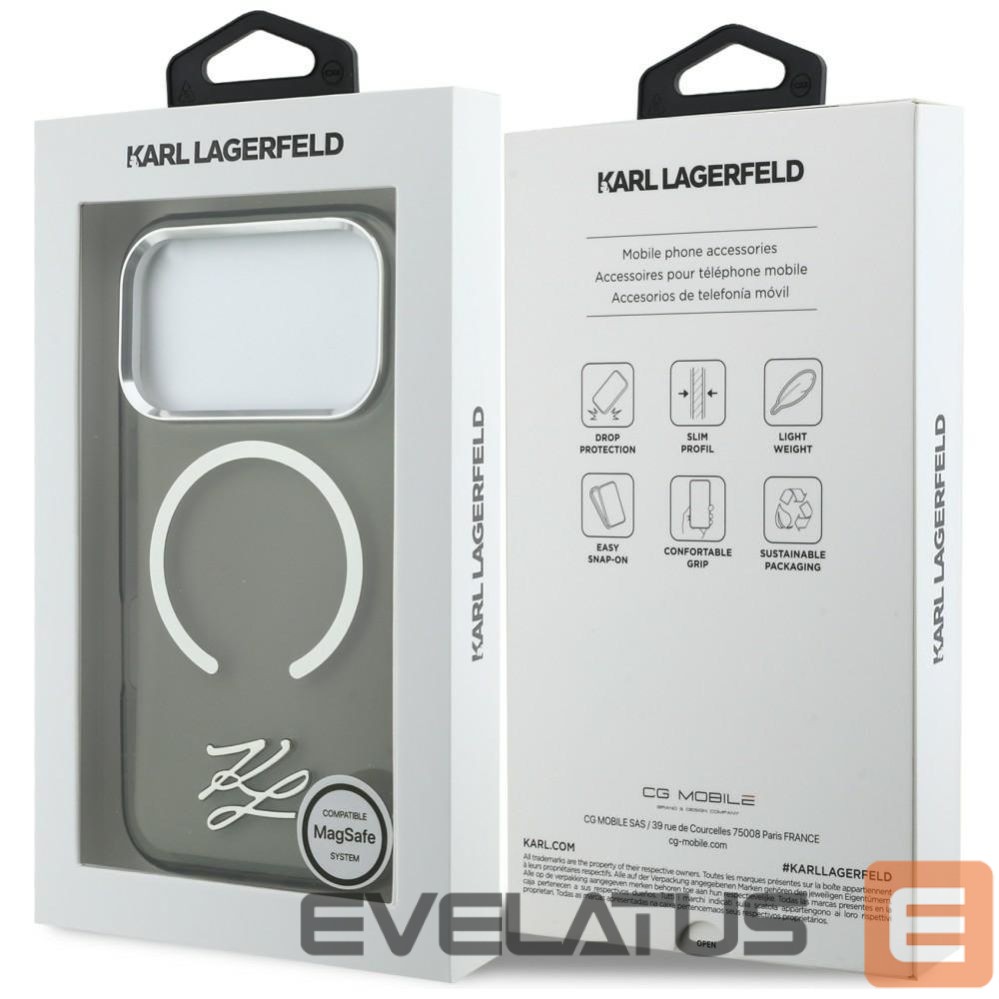 Kitos prekės Karl Lagerfeld Karl Lagerfeld IML KL Script Logo MagSafe Case for iPhone 17 Pro - Black