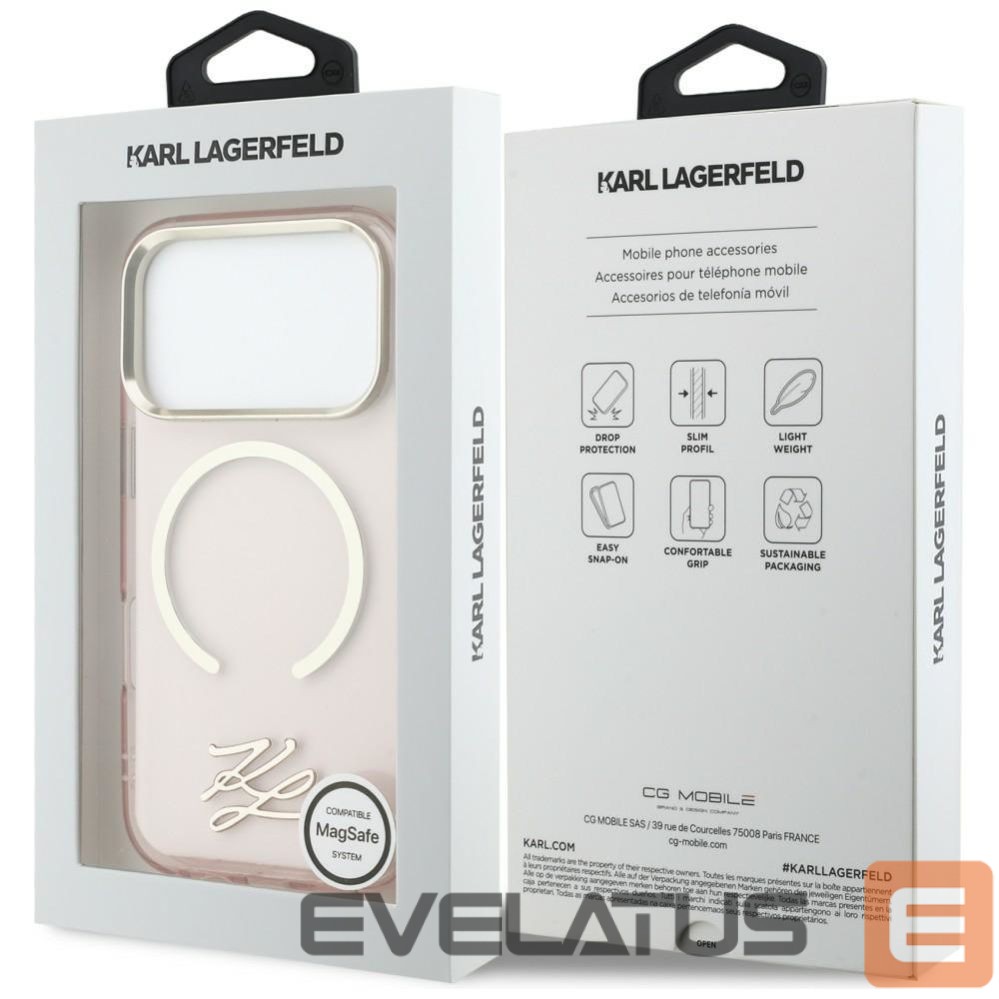 Kitos prekės Karl Lagerfeld Karl Lagerfeld IML KL Script Logo MagSafe Case for iPhone 17 Pro Max - Pink