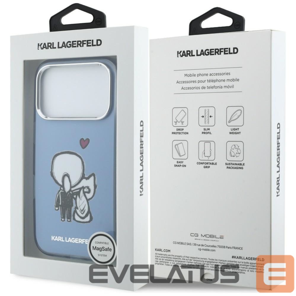 Kitos prekės Karl Lagerfeld Karl Lagerfeld Karl & Choupette Back MagSafe Case for iPhone 17 Pro Max - Blue