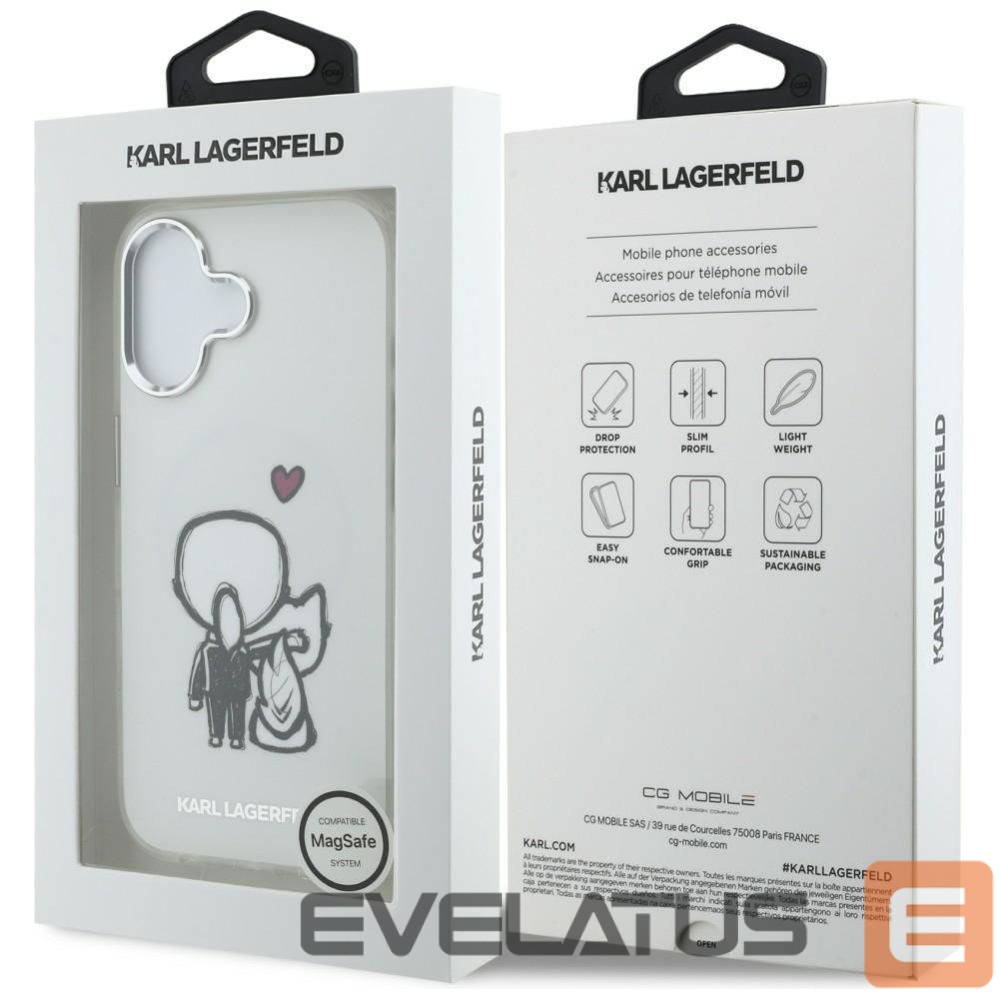 Kitos prekės Karl Lagerfeld Karl Lagerfeld Karl & Choupette Back MagSafe Case for iPhone 17 - Clear