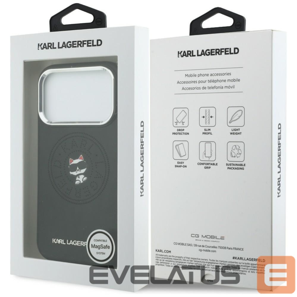 Kitos prekės Karl Lagerfeld Karl Lagerfeld Point & Choupette Sketch MagSafe Case for iPhone 17 Pro Max - Black