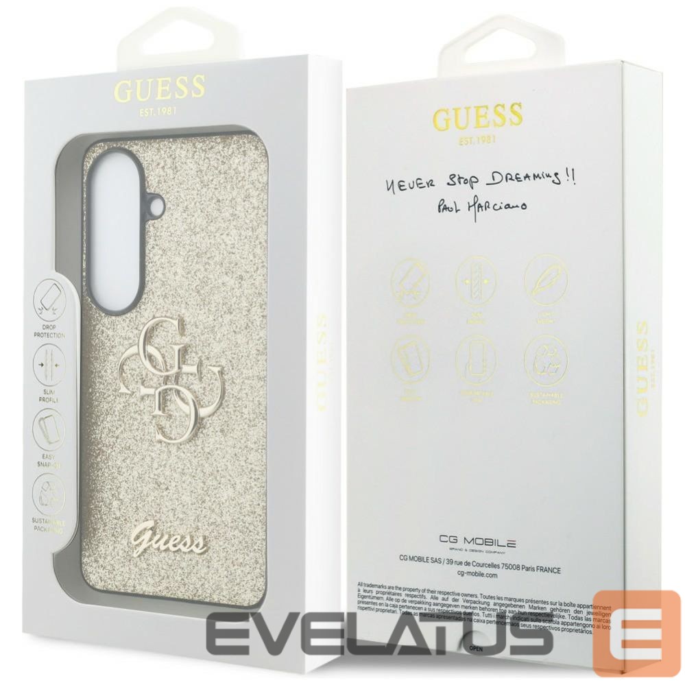 Kitos prekės Guess Guess Fixed Glitter Big 4G Metal Logo case for Samsung Galaxy S26 - gold