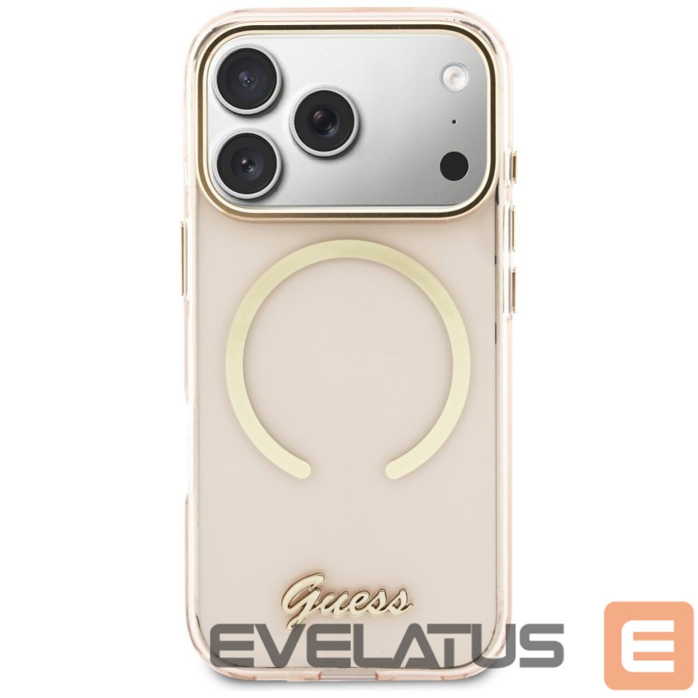 Kitos prekės Guess Guess IML Script Metal MagSafe Case for iPhone 17 Pro Max - Pink