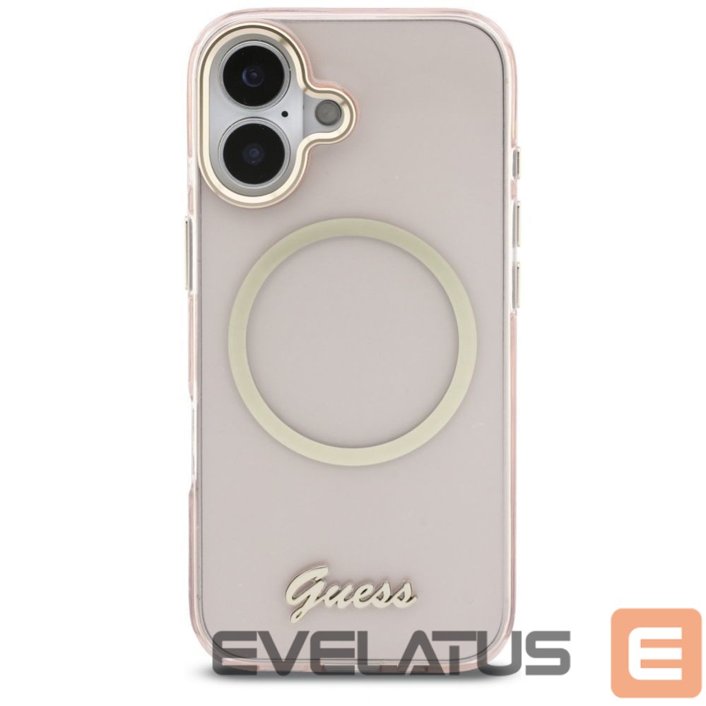 Kitos prekės Guess Guess IML Script Metal MagSafe Case for iPhone 17 - Pink