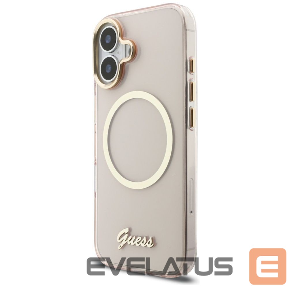 Kitos prekės Guess Guess IML Script Metal MagSafe Case for iPhone 17 - Pink