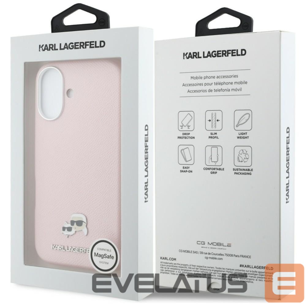 Kitos prekės Karl Lagerfeld Karl Lagerfeld Karl & Choupette Head Pins Saffiano MagSafe Case for iPhone 17 - Pink